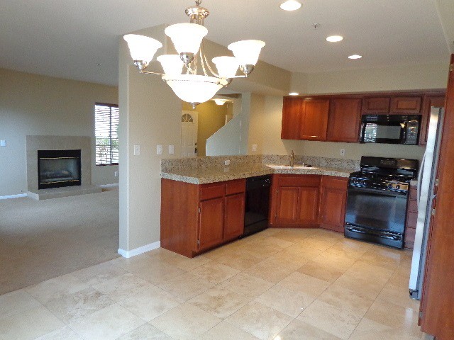 view from kitchen facing living room