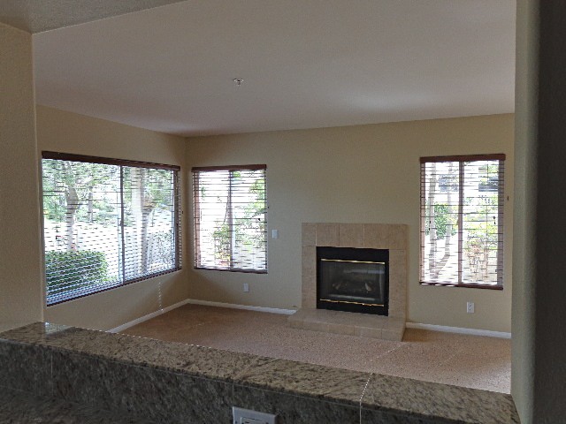 view from kitchen through to living room area