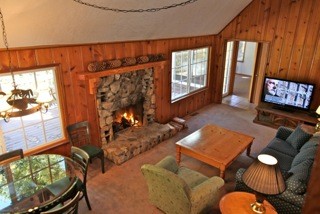 view down into living room
