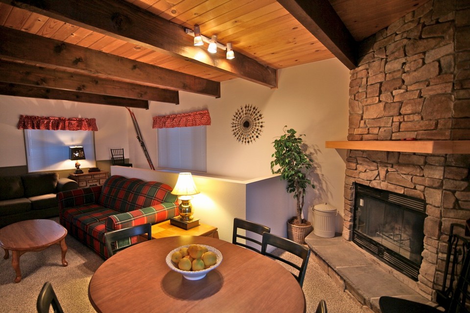 wood burning stone fireplace