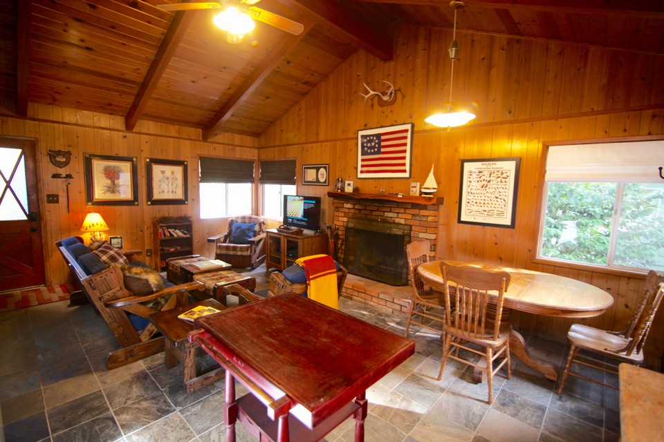 view of living room and dining area from the kitchen