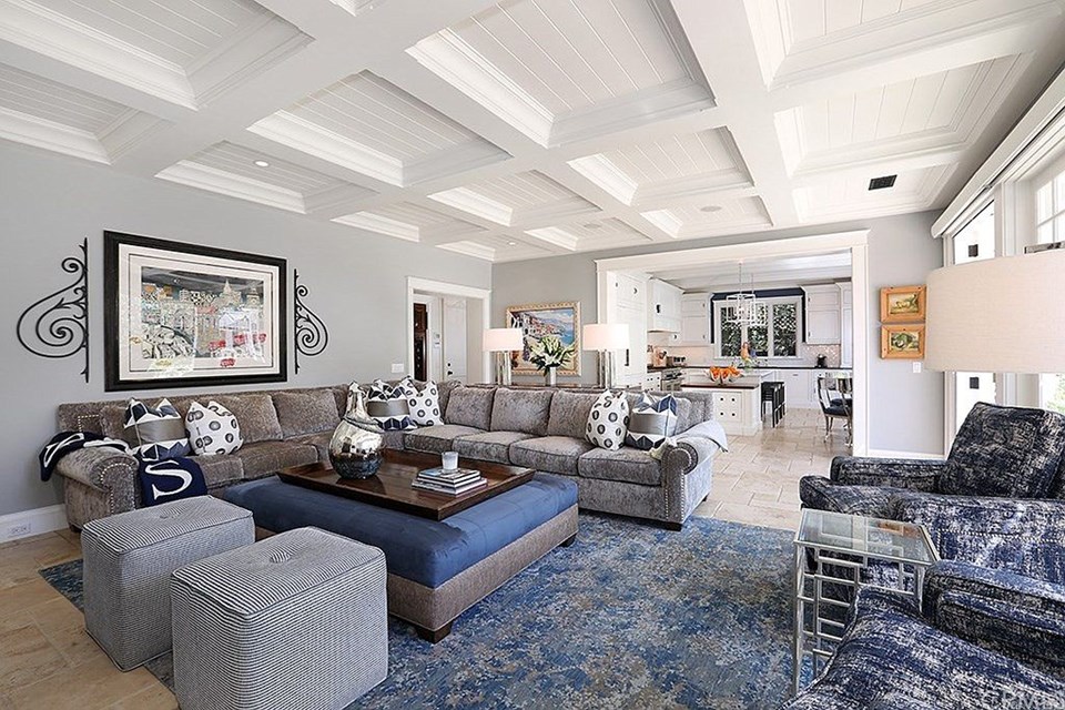 family room open to kitchen