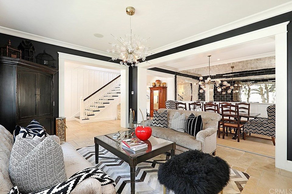 living room facing dining room