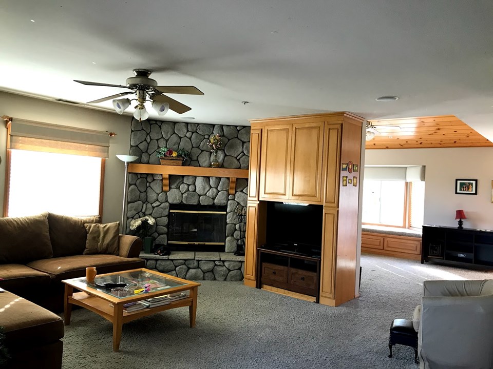 fireplace and room for all your electronics